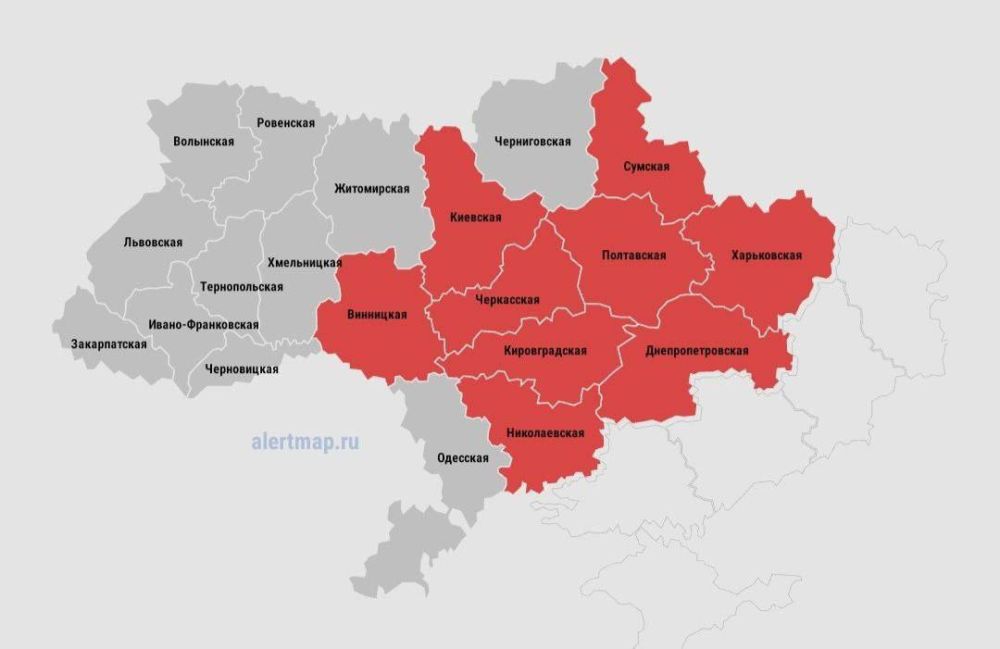 Тревога объявлена в Киевской, Николаевской, Харьковской, Черкасской, Полтавской, Кировоградской, Днепропетровской, Винницкой и Сумской областях