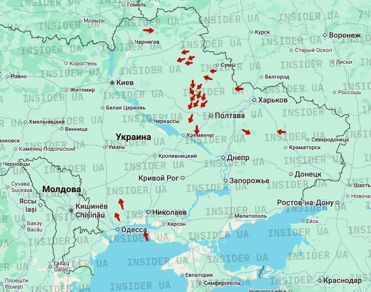 Крупное скопление "Гераней" пролетает через Полтавскую область, жалуется противник