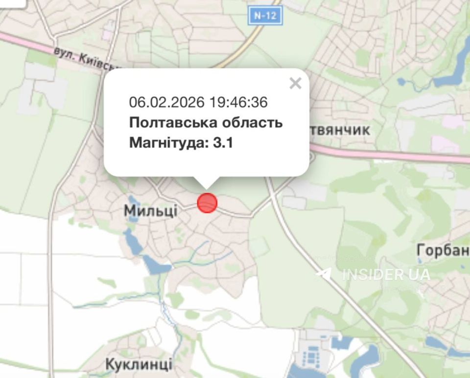 Сегодня вечером вблизи Полтавы произошло землетрясение магнитудой 3,1 балла